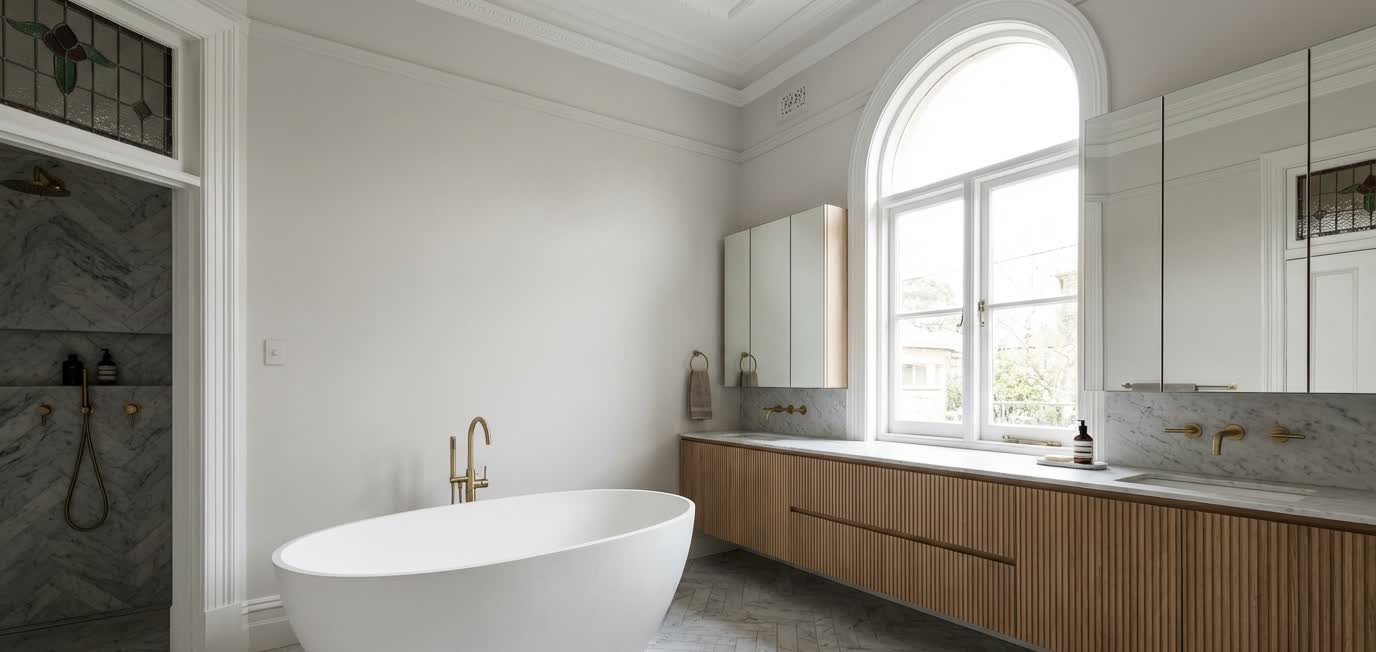 Bathroom renovation Camberwell - modern bathroom in Federation home